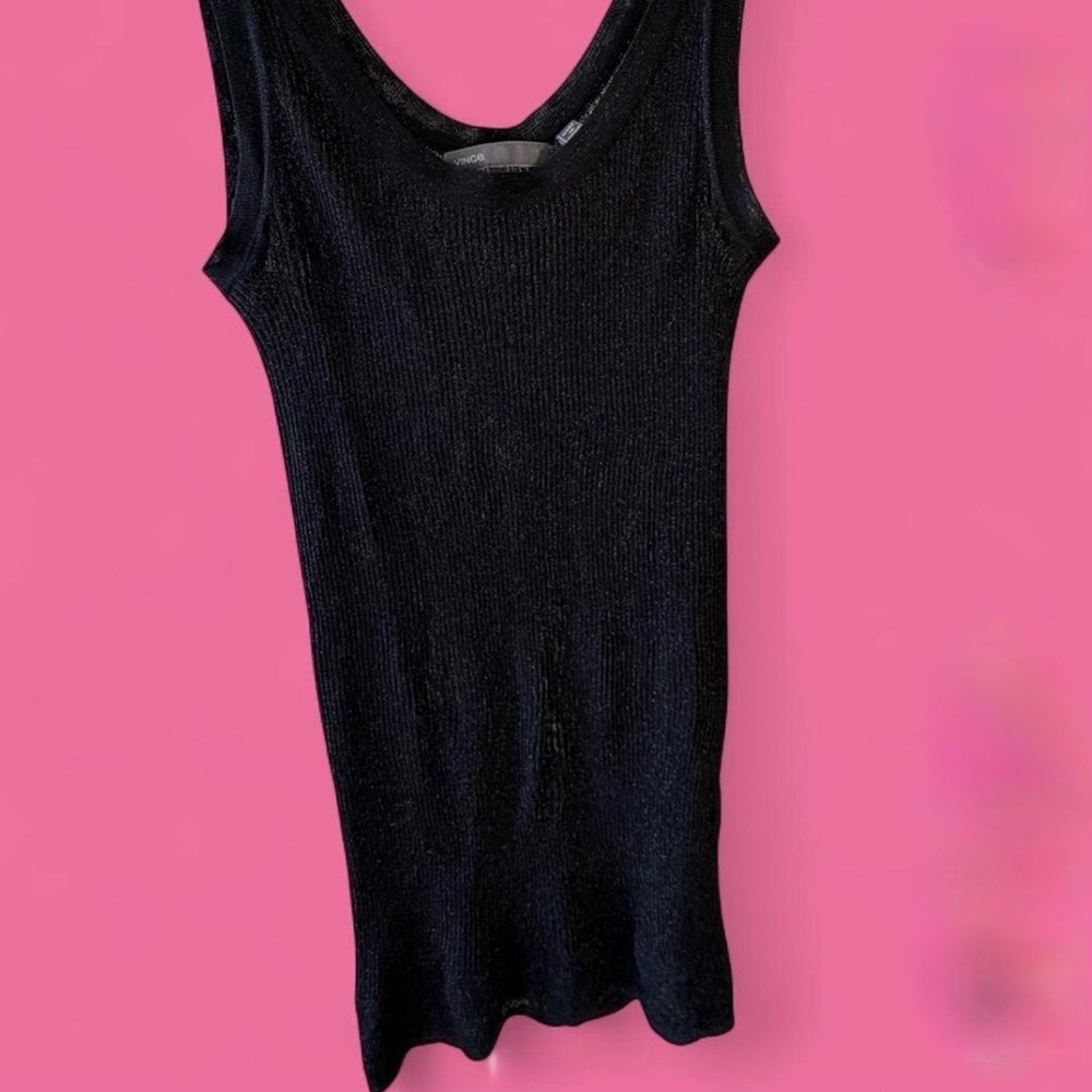Vince Black Ribbed Knit Tank
